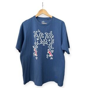 Keith Haring Skateboarding T-Shirt M Blue Sprzny x Keith Haring collab